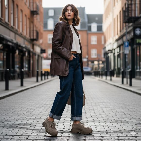 Mudd Vintage Tan Suede Chunky Shoes - Picture 2 of 10
